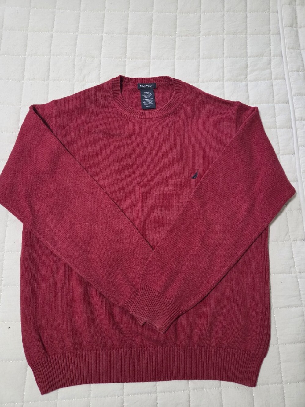 Nautica Men's Wine Red Crewneck Sweater